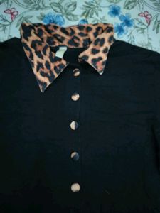 Korean Leopard Collar Top