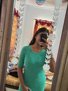 Green Ribbed Knit Bodycon Dress