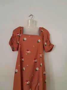 Dark Peach Printed Dress