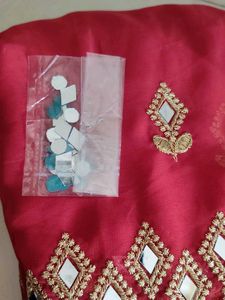 Elegant Red Mirror Work Saree