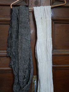 Grey Tissue And Off White Cotton Stole