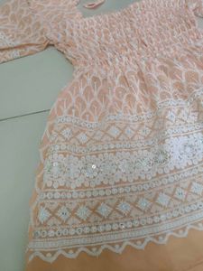 Peach Embroidered Dress