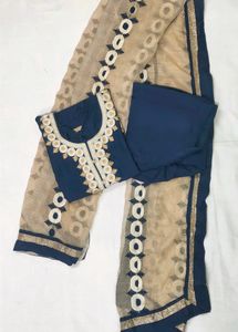 Embroidered Navy Blue Suit Set