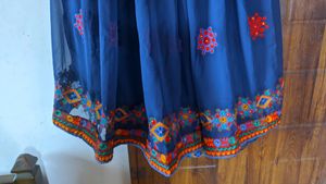 Heavy Embroidery Lehenga Skirt . Navy Blue Colour With Multi color Design . Self Stitched . Worn Only One Times