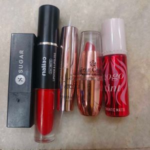 Combo Of 4 Lipsticks And 1 Cheek Tint
