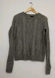 Gray Cable Knit Sweater
