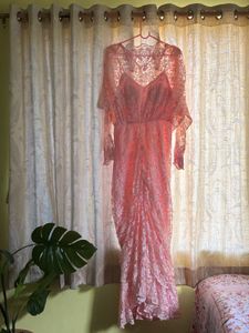 Pink Lace Maxi Gown