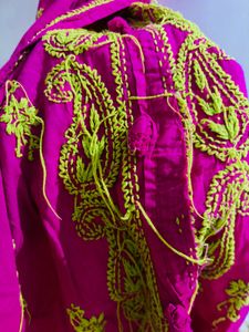 Pink Chiken Work  Kurti