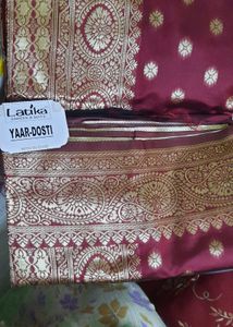 Elegant Maroon &amp; Gold Saree
