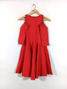 Cold Shoulder Red  Dress(Women's)