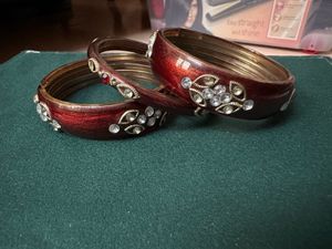 Red & Rhinestone Bangles