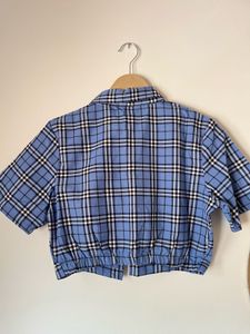 Blue Plaid Cropped Shirt