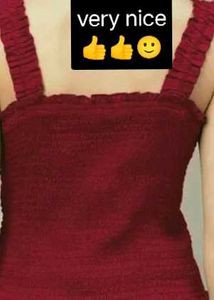 Red Smocked Ruffle Strap Top