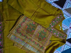 Embroidered Mustard Yellow Kurti