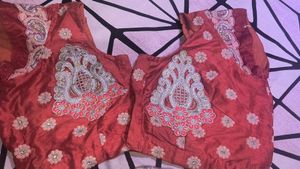 Red Net Saree