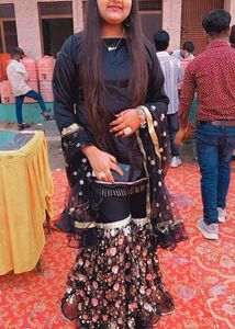 Elegant Black Kurta shrara Set