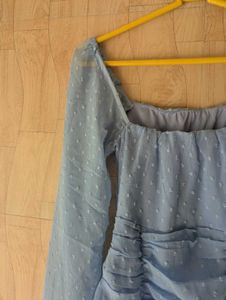 Blue solid sheath dress