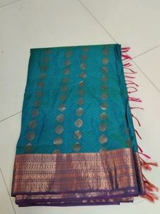 Sapphire Green And Blue Semi Soft Silk Saree...