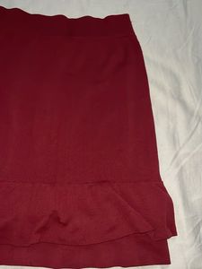 Maroon Ruffle Hem Skirt