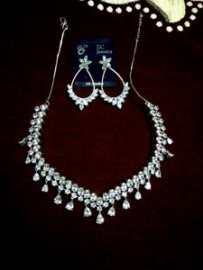 AD Stone Zircon Necklace Set With Earrings