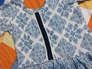 Blue &amp; White Patterned Dress