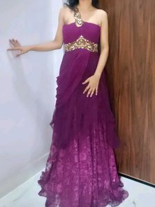 Elegant Purple Embellished Gown