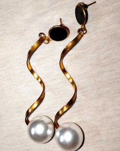 Pearl Drop Spiral Earrings