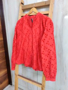 Red Embroidered Blouse Size-42-44