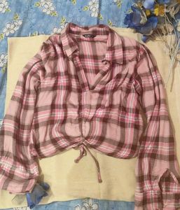Pink Checked Crop Top
