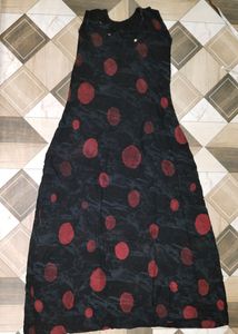 Black Sleeveless Maxi Dress with Red Polka Dots