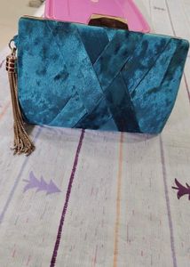 Teal Velvet Clutch
