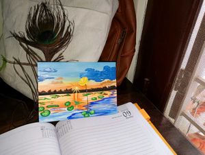 Sunset Lily Pad Painting