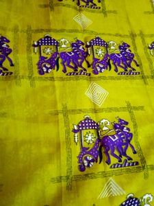 Vintage Grapic Dear And Carrige Silk Saree