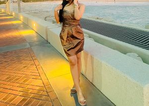 Brown Sequin Strapless Dress