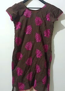 Pink 3 Pcs Kurti Set