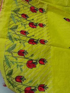 lime green embroidery saree