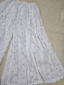 White Palazzo With Blue Star Prints