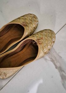 Gold Embroidered Jutti For Girls
