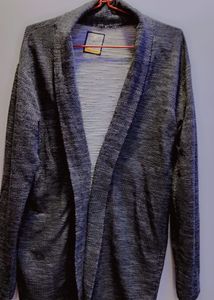 Gray Open-Front Cardigan