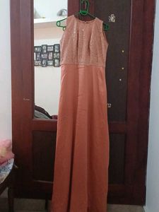 Coral Party Wear Sleeveless Dress