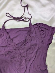 Butterfly Cutout Purple Tie Up Top 💜