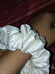 White Satin Scrunchie