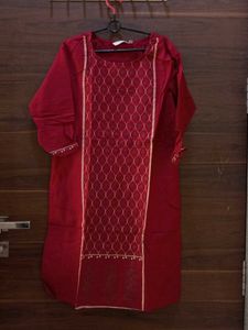 Dark Red Straight Fit Kurta