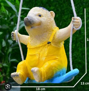 Polyresin Cute Hedgehog on Swing Decor for Garden
