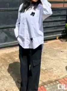 Oversized White Shirt And Black Pant