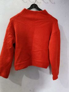 Woolen Red Crop Sweater