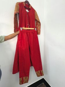 Red Embroidered Kurta Set