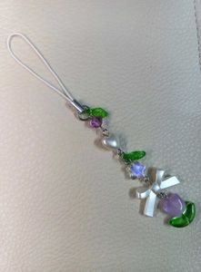 🌷🎀 Handmade Bow & Heart Purple Phone Charm 🌿