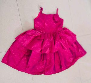 Girl Party Wear Frock With Zari Buti
