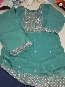 Sea Green Embroidered Kurta Set